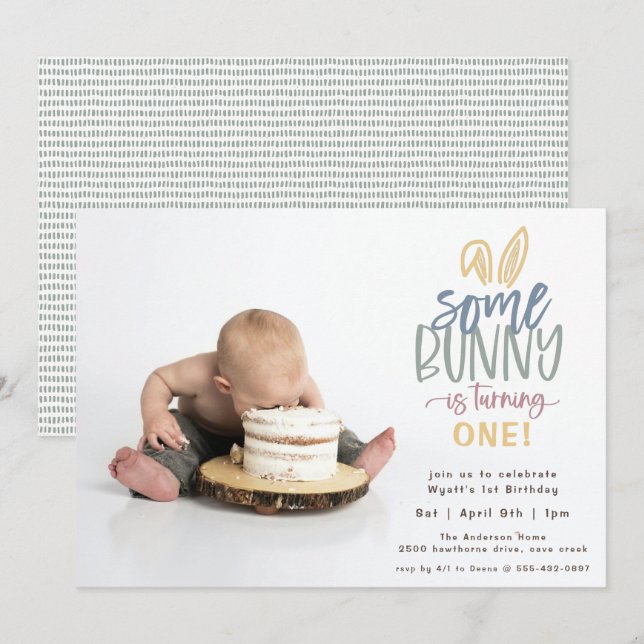Einladung zur Bunny Birthday Party Foto (Vorne/Hinten)
