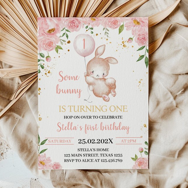 Einladung zur Bunny Floral Geburtstagsparty (Von Creator hochgeladen)