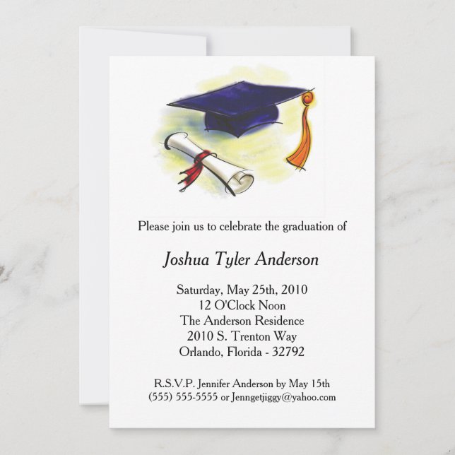 Einladung zur Cap Tassle Diploma Graduation Party (Vorderseite)