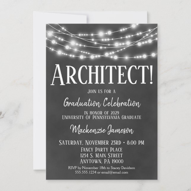 Einladung zur Chalkboard Architect Graduation Part (Vorderseite)