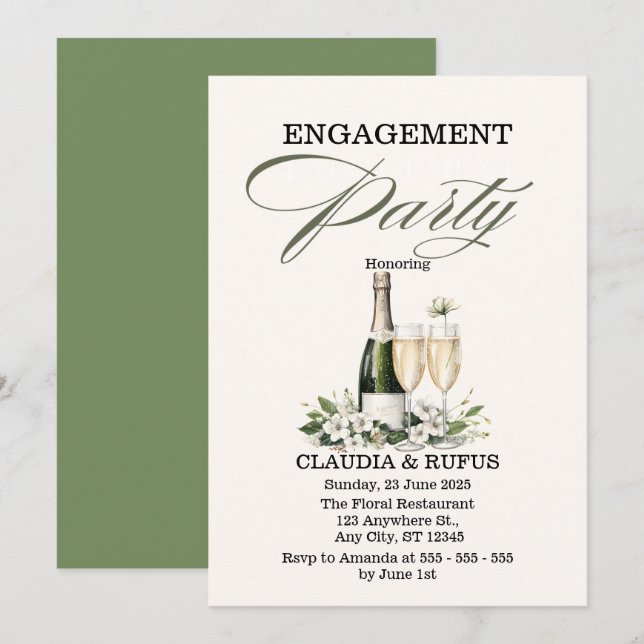 Einladung zur Champagner-Engagement-Partei (Vorne/Hinten)