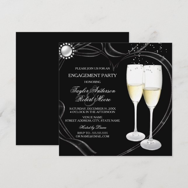 Einladung zur Champagner- und Herzlobby-Party (Vorne/Hinten)