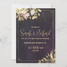 Einladung zur Charcoal Black & Gold Hochzeit