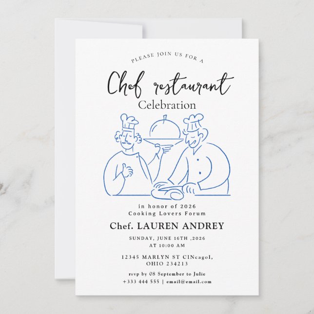 Einladung zur Chef-Restaurant-Feier (Vorderseite)