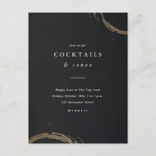 Einladung zur Cocktailparty mit schwarzen und gold Postkarte