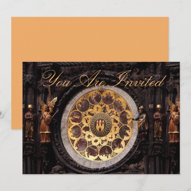 Einladung zur Dekoration von Prauge Clock (Vorne/Hinten)