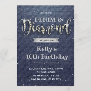 Einladung zur Denim- und Diamantenthemenparty