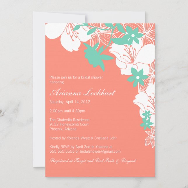 Einladung zur Dusche Tropical Floral Bridal (Vorderseite)