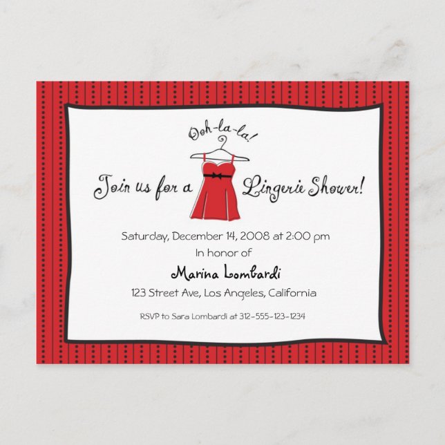 Einladung zur Dusche von Lingerie (Vorderseite)