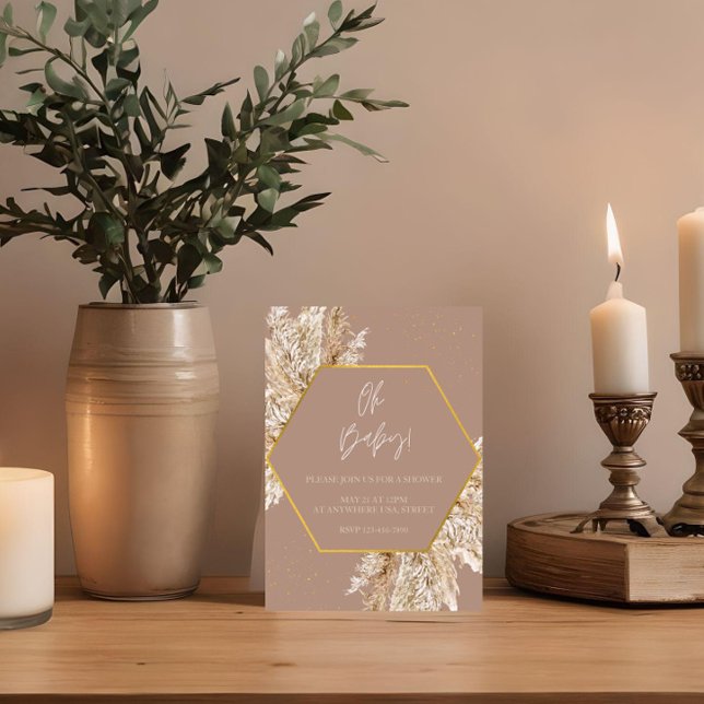 Einladung zur Dusche von neutralem Tone Boho Pampa (Von Creator hochgeladen)