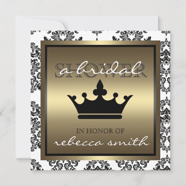 Einladung zur Dusche von Queen Bridal - Schwarz un (Vorderseite)