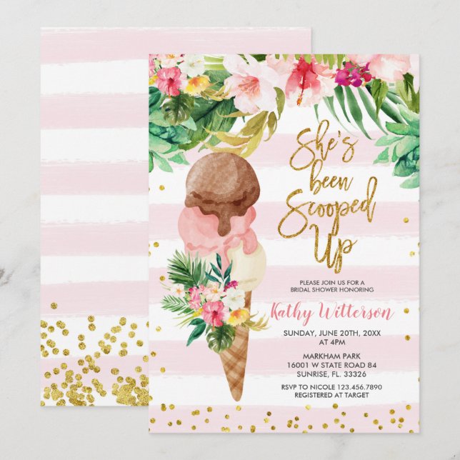 Einladung zur Dusche von Tropical Ice Cream Bridal (Vorne/Hinten)