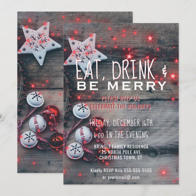 Einladung zur Eat Drink be Merry Holiday Party (Vorne/Hinten)