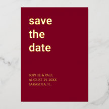 Einladung zur einfachen Burgundy Save the Date Foi
