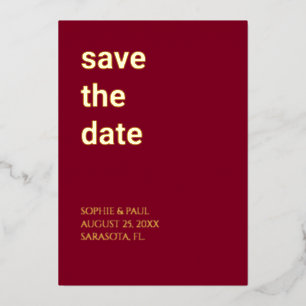Einladung zur einfachen Burgundy Save the Date Foi