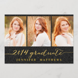 Einladung zur einfachen Collage Glitzer Graduation
