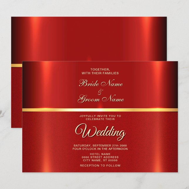 Einladung zur einfachen Roten Hochzeit (Vorne/Hinten)