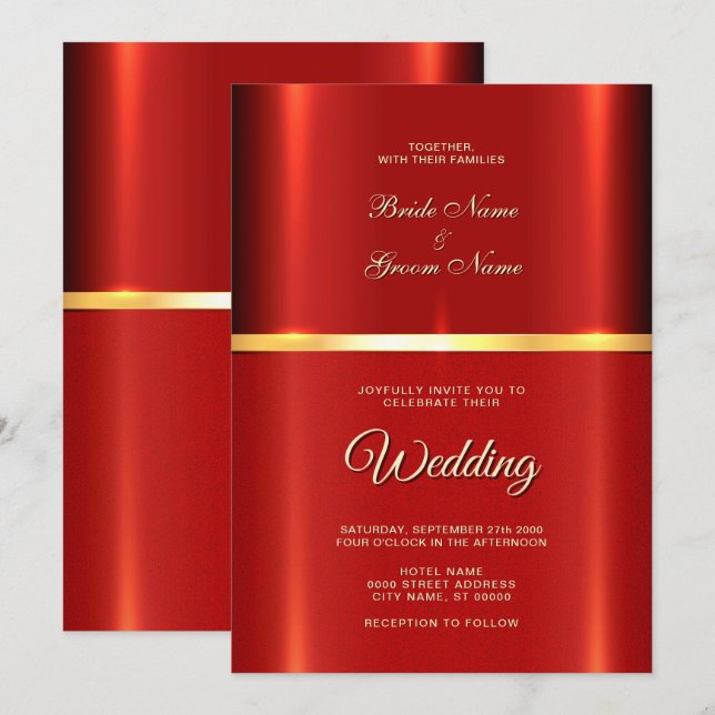 Einladung zur einfachen Roten Hochzeit (Vorne/Hinten)