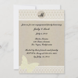Einladung zur Einladung der "Burlap and Lace Monog