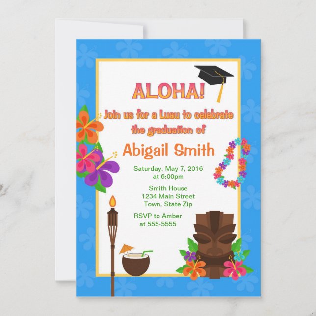 Einladung zur Einladung von Luau Graduation Party (Vorderseite)