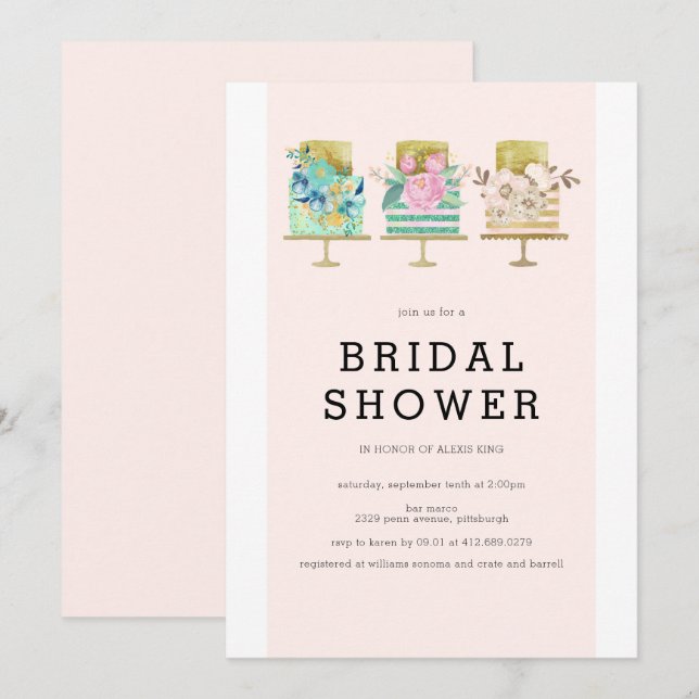 Einladung zur Einladung von Wedding Cake Bridal (Vorne/Hinten)