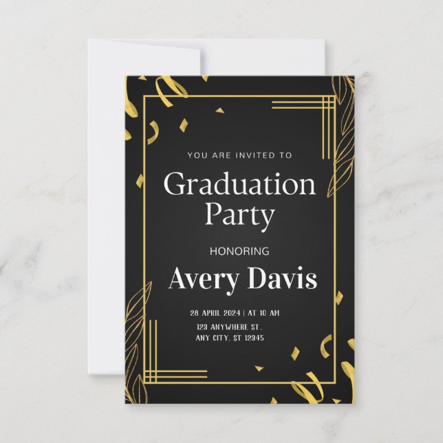 Einladung zur Elegant Graduation Party (Vorderseite)