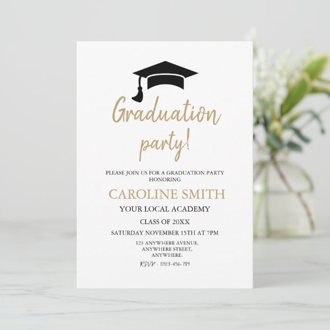 Einladung zur Elegant Hat Graduation Party (Stehend Vorderseite)