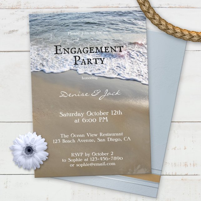 Einladung zur eleganten Beach-Engagement-Party (Von Creator hochgeladen)