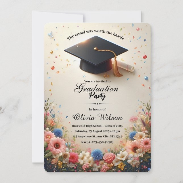 Einladung zur eleganten Florentiner Graduiertenpar (Vorderseite)