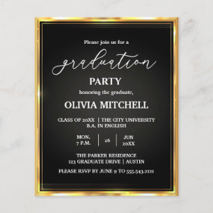 Einladung zur eleganten Gold Frame Graduation Part Flyer