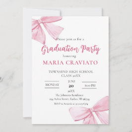 Einladung zur eleganten Pink Bows Graduation Party