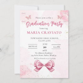 Einladung zur eleganten Pink & Gold Graduation Par