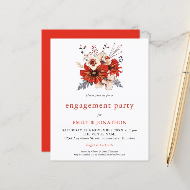 Einladung zur Engagement-Party für Rote Creme (Vorderseite/Rückseite Beispiel)