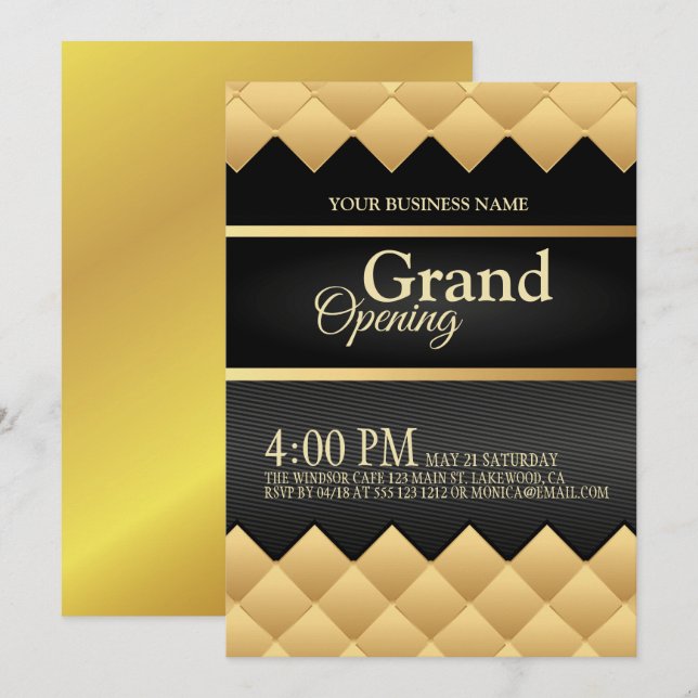 Einladung zur Eröffnung des Grand Opening-Logos in (Vorne/Hinten)