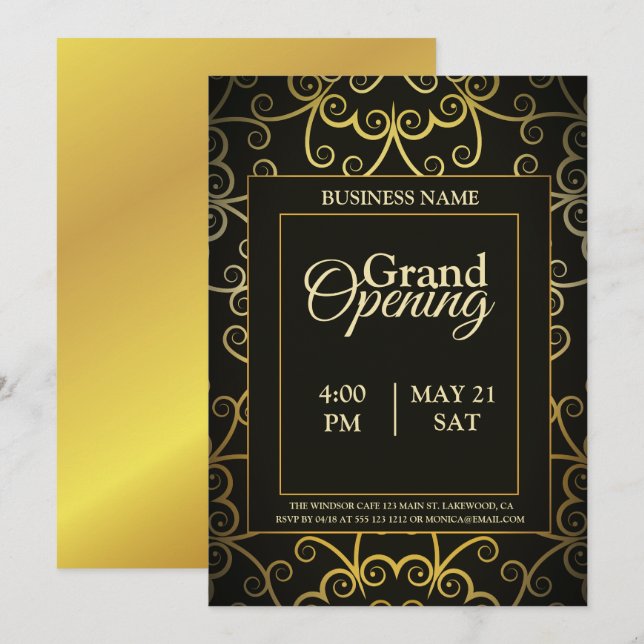 Einladung zur Eröffnung des Grand Opening-Logos in (Vorne/Hinten)