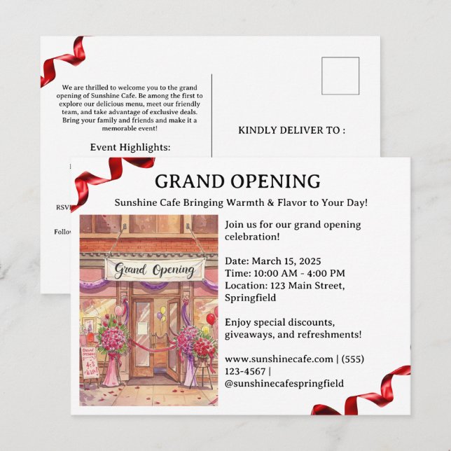 Einladung zur Eröffnung Postkarte (Vorne/Hinten)