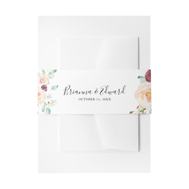 Einladung zur Eukalyptus Floral Wedding Einladungsbanderole (Vorderseite Beispiel)