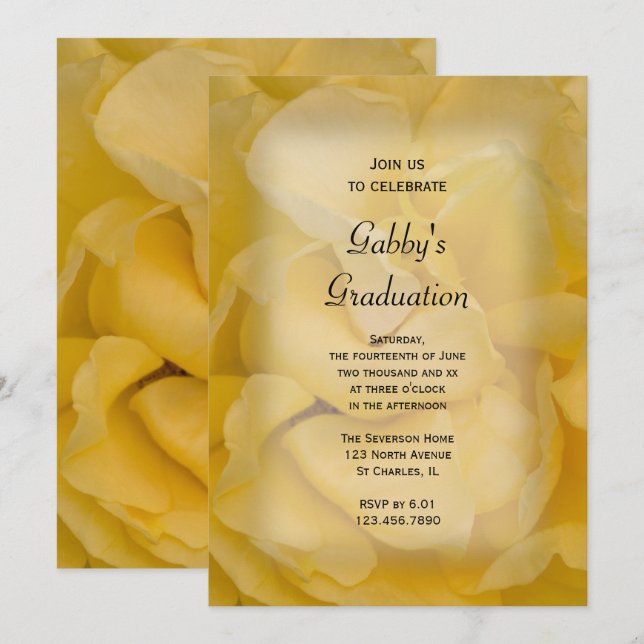 Einladung zur extravaganten Yellow Rose Graduation (Vorne/Hinten)