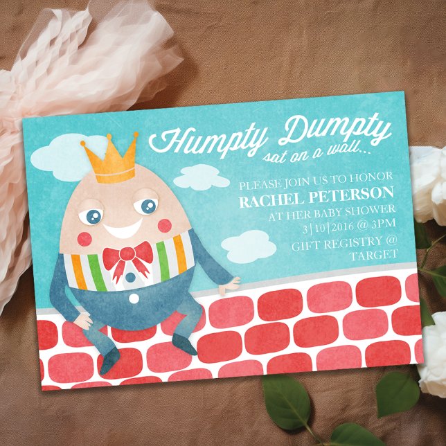Einladung zur farbenfrohen Humpty Dumpty Baby Dusc (Colorful Humpty Dumpty Baby Shower Invitation
)