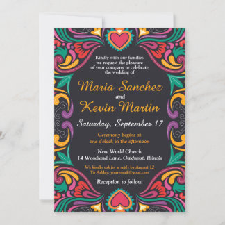 Einladung zur farbenfrohen spanischen Grenzhochzei