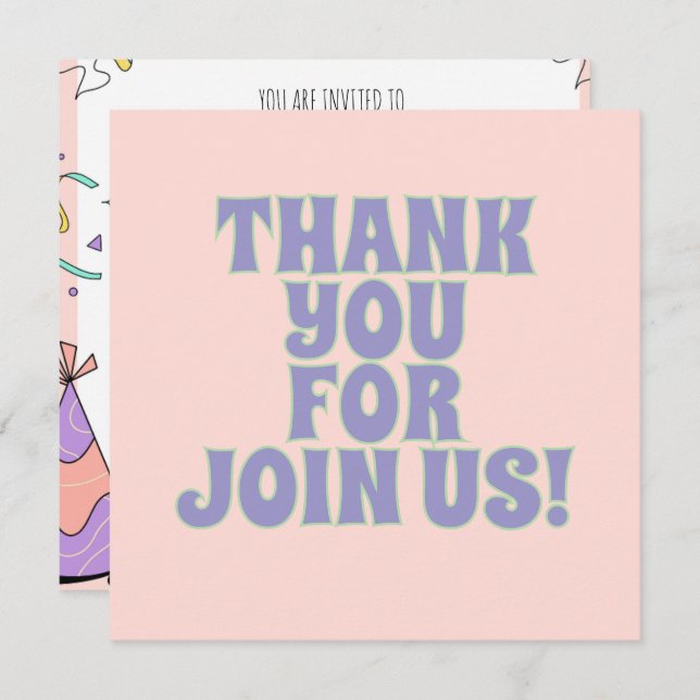 Einladung zur farbenprächtigen Geburtstagsparty (Vorne/Hinten)