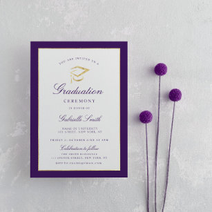 Einladung zur Feier des lila Abschlusses mit elega