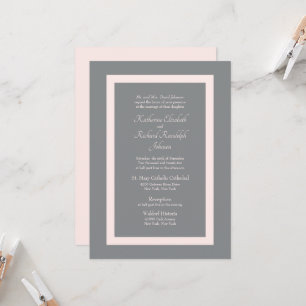 Einladung zur feierlichen Hochzeit in Grau und Ros