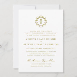 Einladung zur feierlichen Hochzeit von Gold Monogr