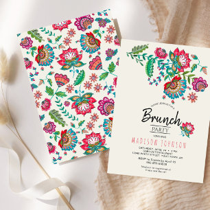 Einladung zur Floralen Brunch-Party Bunte Blumen
