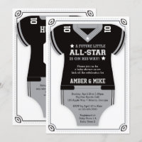 Einladung zur Football Baby-Dusche, schwarz, grau