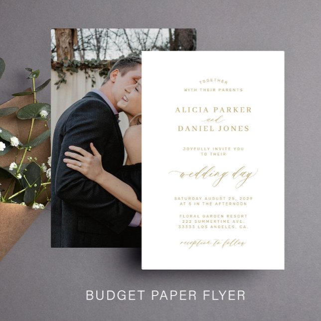 Einladung zur Foto-Hochzeit in Goldgold Flyer (Von Creator hochgeladen)
