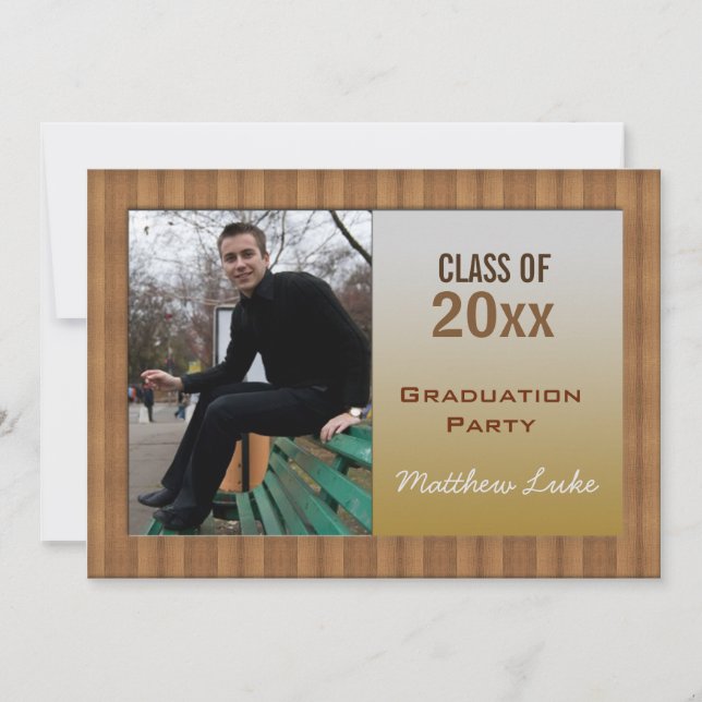 Einladung zur Foto-Schwerkraft-Party für Holz (Vorderseite)