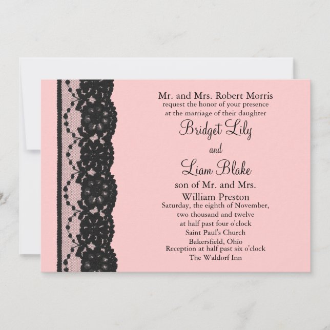 Einladung zur französischen Hochzeit (pink) (Vorderseite)