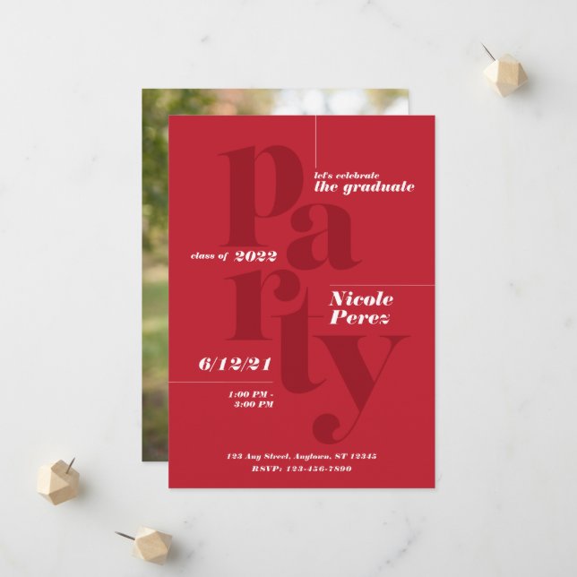Einladung zur Fun Graduation Party Class 2022 (Vorderseite/Rückseite Beispiel)